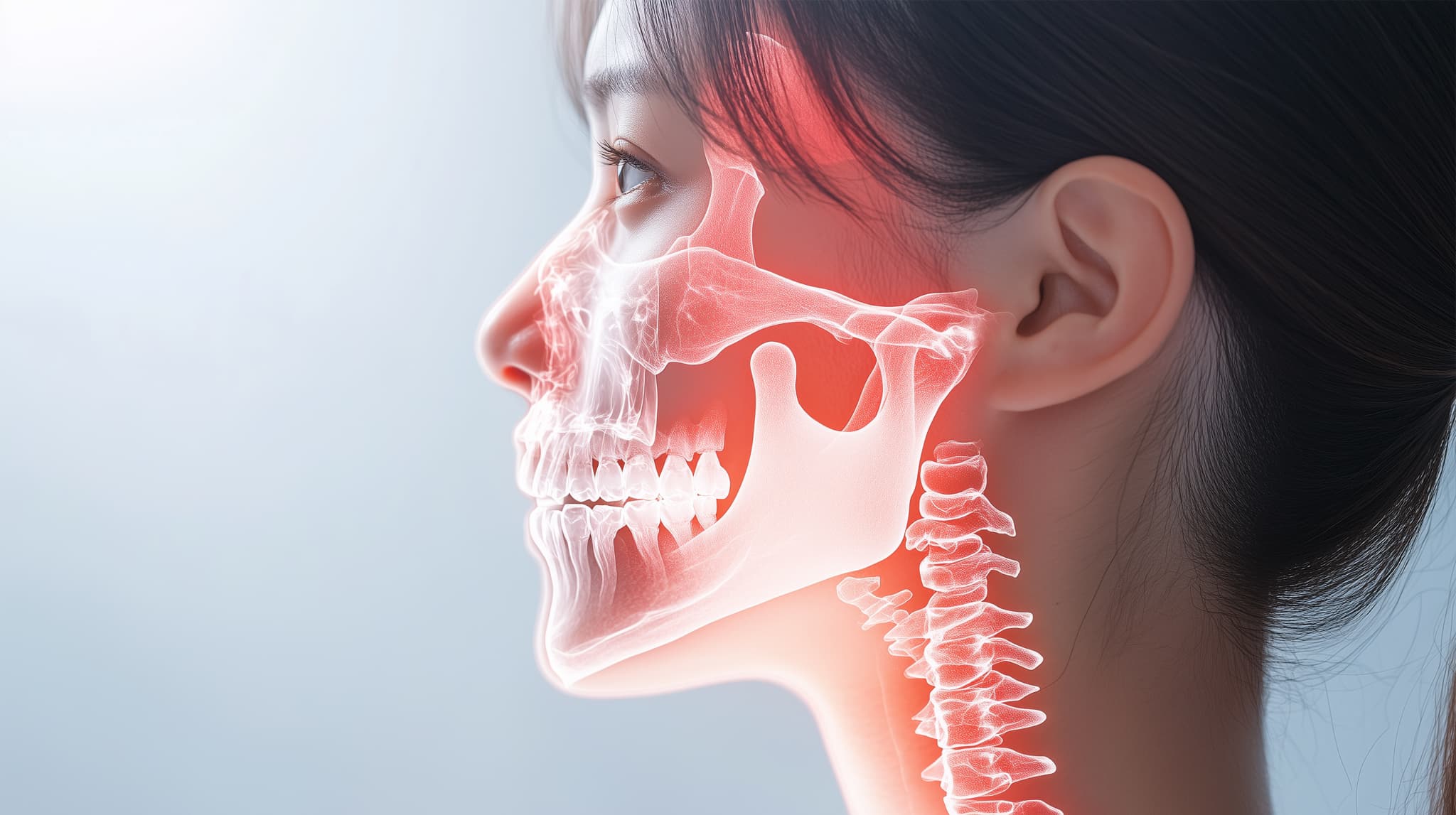 顎の関節とその周囲の筋肉のイメージ