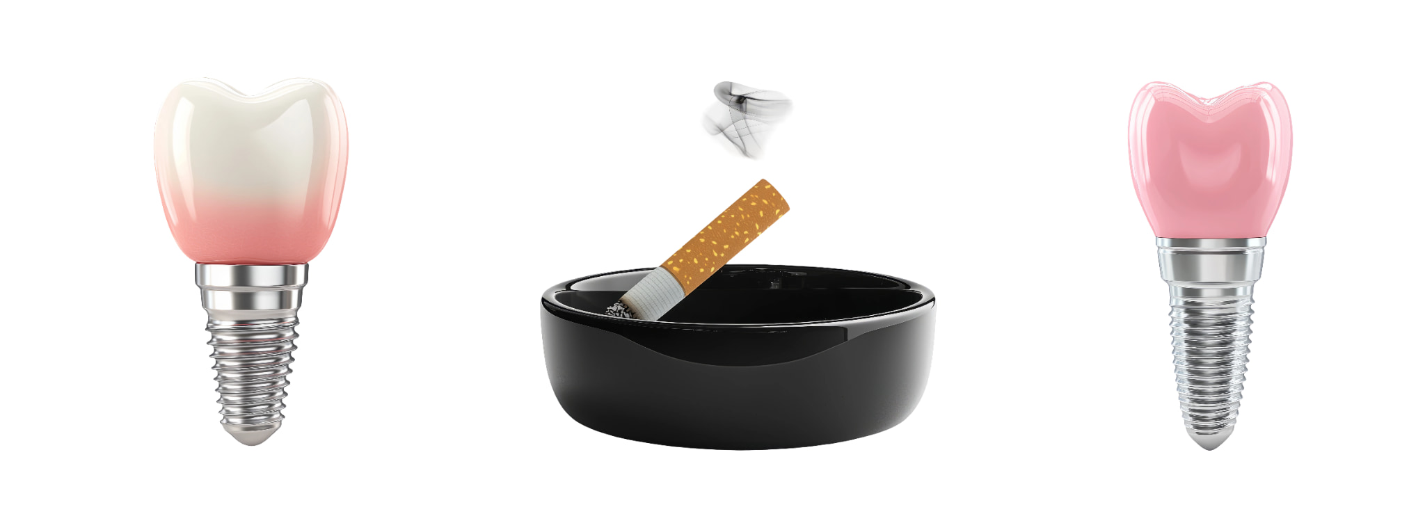 喫煙が原因でインプラント周囲炎になるイメージ