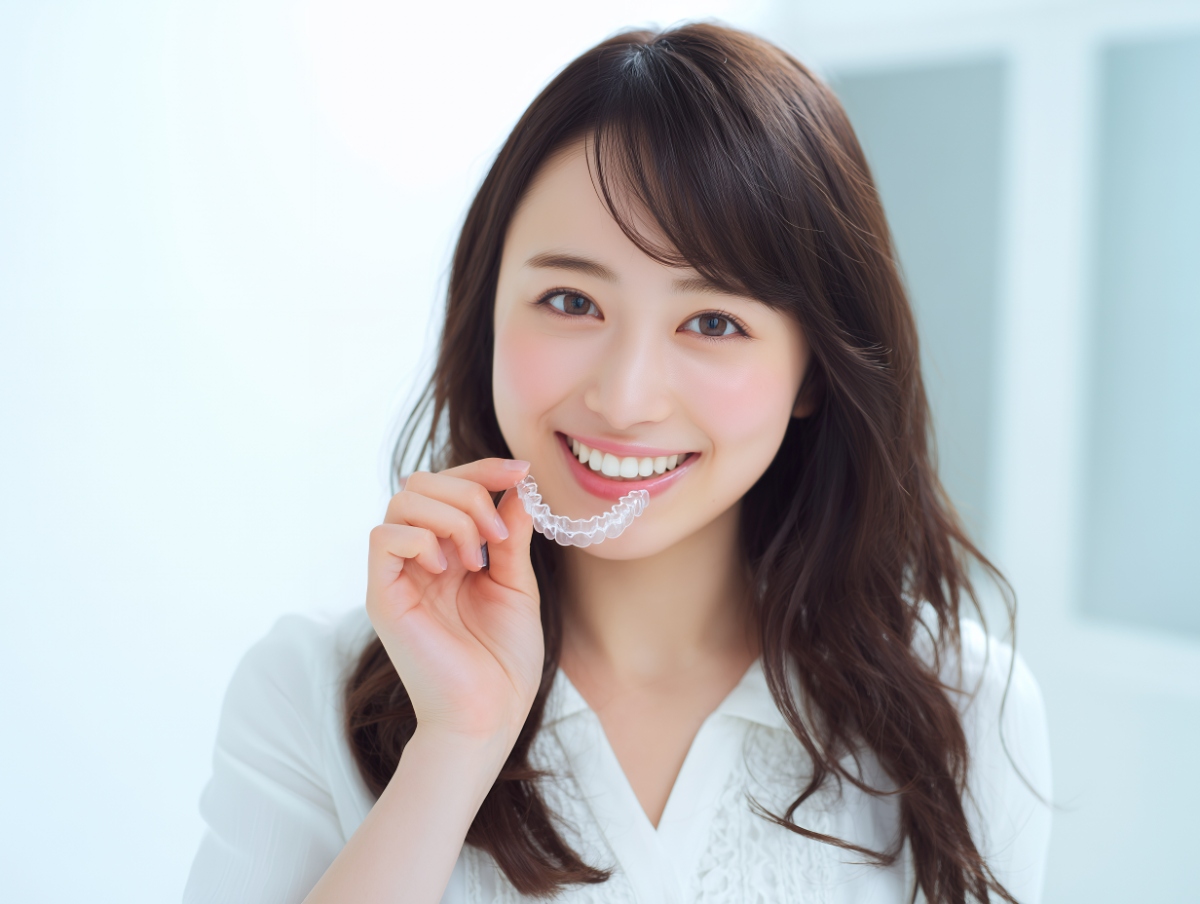 マウスピース矯正をしている女性